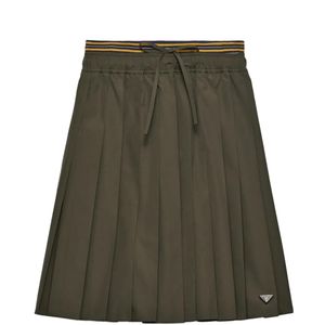 Prada Green Pleated Poplin Midi-Skirt