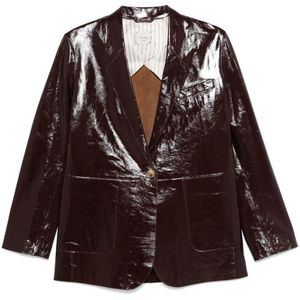 Alysi Brown Patent Leather Jacket