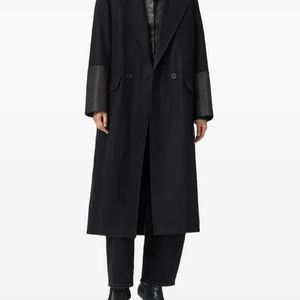 AllSaints Black Sellma Long-Sleeve Coat