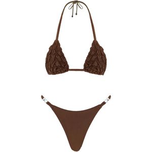 Selia Richwood Brown Lia Textured Tie Bikini