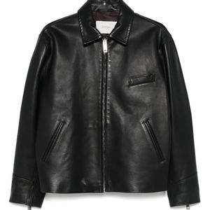 Second/Layer Black Leather Bomber Jacket for men
