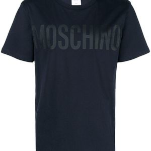 メンズ Moschino ロゴプリント Tシャツ ブルー