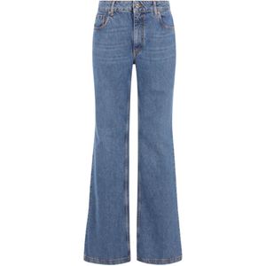 Etro Blue Pegaso-Embroidered Flared Jeans