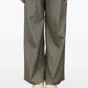 Max Mara Grey Crinkled Wide-Leg Trousers