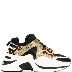 Sneakers Leopard Glitter di Naked Wolfe in Nero