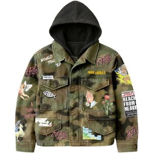 Free Refills Green Camouflage-Pattern Jacket for men