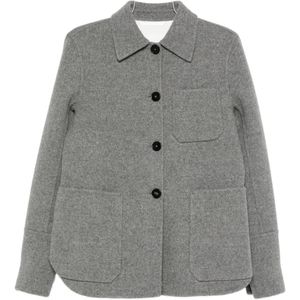 Jil Sander Gray Patch-Pocket Button-Front Jacket