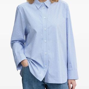 Munthe Blue Chemise Rayée À Logo Brodé