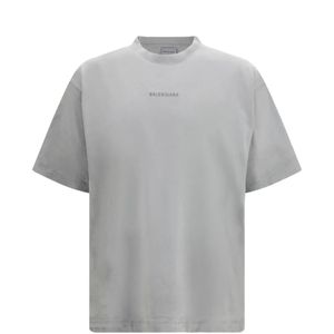 Balenciaga Grey Logo-Embroidered Distressed-Effect T-Shirt for men