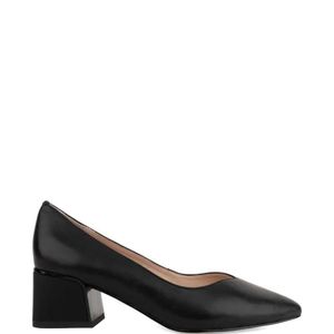 Linda Baumann Black Pointed-Toe Block-Heel Pumps