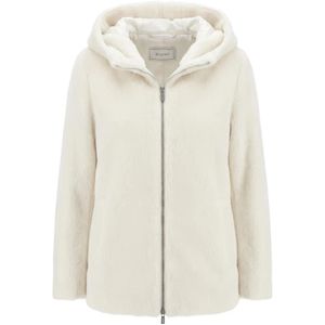 Peserico White Zip-Up Hooded Jacket