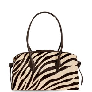 Yuzefi Black Brioche Duffle Zebra-Print Shoulder Bag