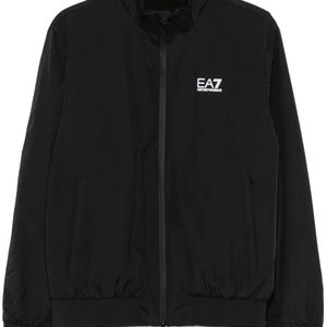 EA7 Black Logo-Print Jacket for men