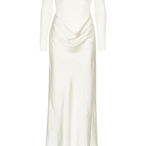 ROTATE BIRGER CHRISTENSEN White Ruched-Details Maxi Dress