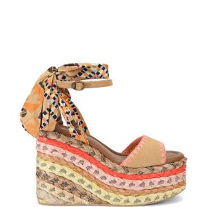Kurt Geiger Pink Chelsea Scarf Wedge Heel Sandals