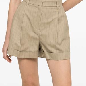 Nissa Natural High-Waisted Pinstripe Shorts