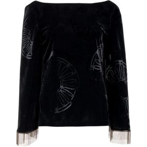 Themis Z Black Kyma Bell-Sleeve Beaded Top