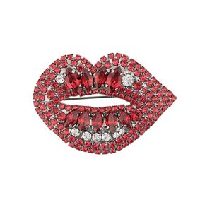 Ermanno Scervino Red Embellished Lips Brooch