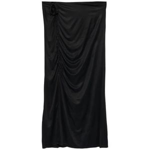 Farm Rio Black Floral-Appliqué Maxi Skirt