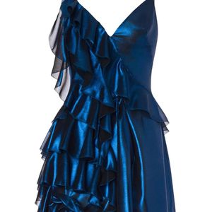 Alberta Ferretti Blue Satin-Finish Mini Dress