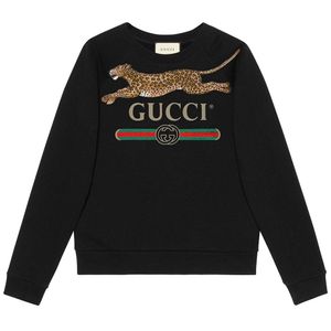 メンズ Gucci ブラック クラシック レオパード スウェットシャツ