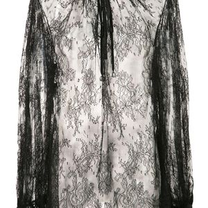 Blusa con encaje transparente Alexander McQueen de color Negro