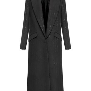 Nissa Black Sequin-Embellished Coat