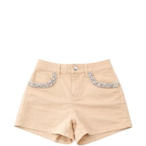 Liu Jo Natural Shorts With Bejewelled Appliqués