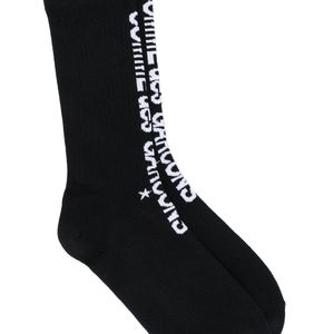 Comme des Garçons Schwarz Intarsien-Socken mit Logo