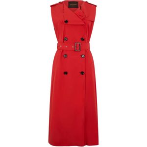Moorer Red Buttoned Belted Coat