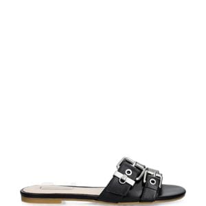 Liu Jo White Buckle-Detail Eyelet-Embellished Sandals