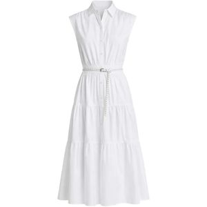Michael Kors White Tiered Shirt Midi Dress