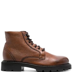 Casadei Brown Lace-Up Leather Ankle Boots for men