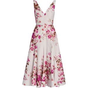 Erdem Pink V-Neck Floral-Pattern Midi Dress