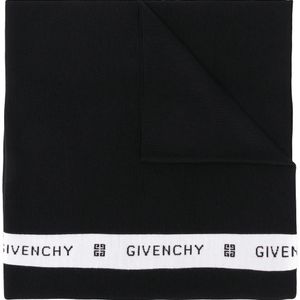 Givenchy ロゴ ストライプマフラー ブラック