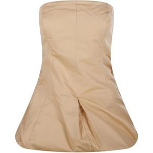 LAMRONS Natural Strapless Square-Neck Top