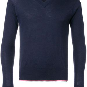 メンズ Thom Browne カシミア Vネックセーター ブルー