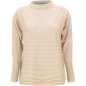 Elena Miro Natural Long-Sleeve Textured-Knit Sweater