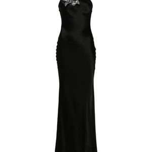 Amen Black Crystal-Embellishment Maxi Dress