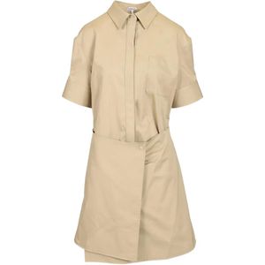 Loewe Natural Check-Trim Wrap Mini Dress
