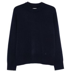 Loulou de Saison Blue Ribbed-Trim Crew-Neck Knit