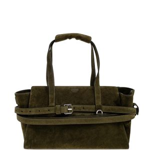 Moschino Black Tie Me Suede Leather Tote Bag