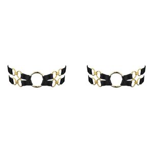 Bordelle Metallic Nara Ring-Detail Leather Garters