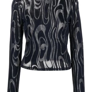 Eckhaus Latta Black Shrunk Turtleneck Long-Sleeve Top