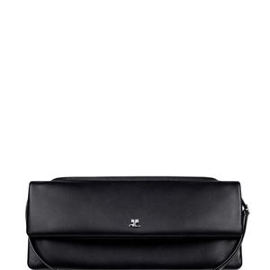 Courreges Black Leather Flap Purse