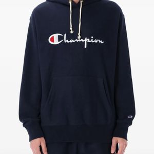 Champion Blue Logo-Embroidered Hoodie for men