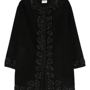 P.A.R.O.S.H. Black Embellished Floral Coat