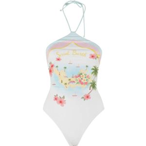 Mc2 Saint Barth White Meryem Graphic-Print Swimsuit