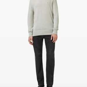 AllSaints White Embroidered-Logo Crew-Neck Sweater for men