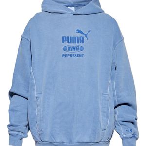 PUMA Blue X Represent Logo-Embroidered Hooded Sweater for men
